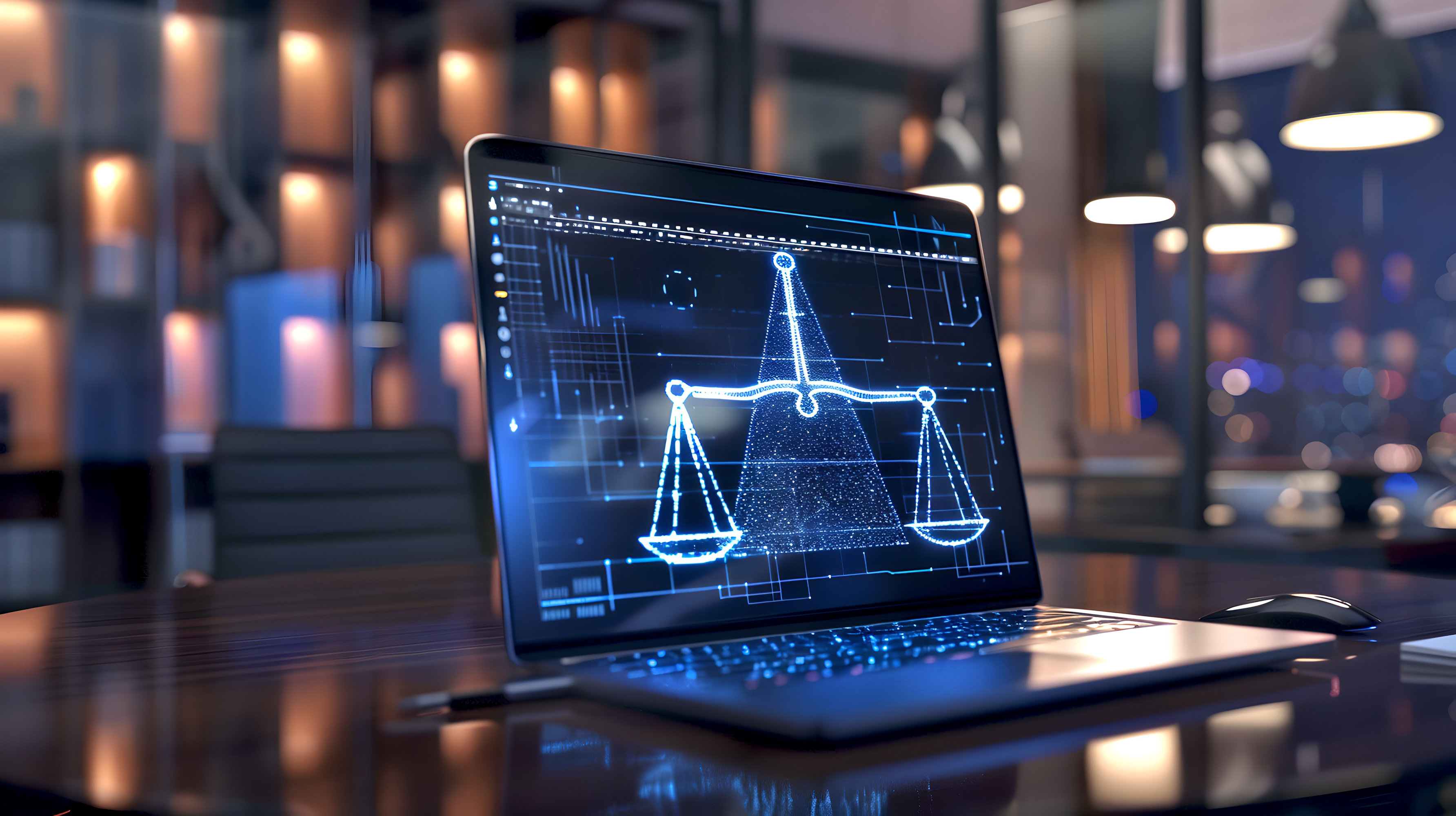 futuristic-laptop-with-justice-scales-hologram-legal-tech-concept-image-sleek-modern-office-setting-ideal-law-technology-themes-ai